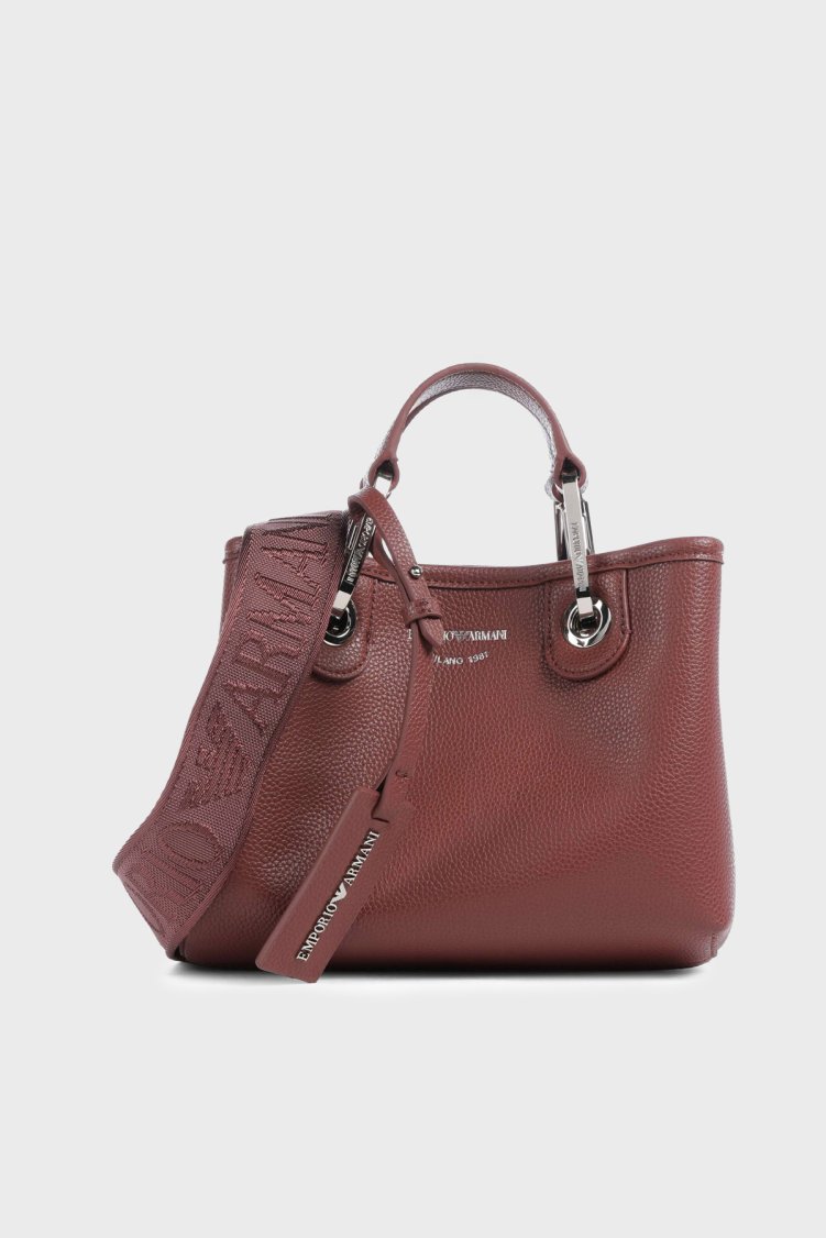 Emporio Armani Logolu Çıkarılabilir Askılı Kadın Çanta EW000382 AF12036 M6453 Bordo - Emporio Armani