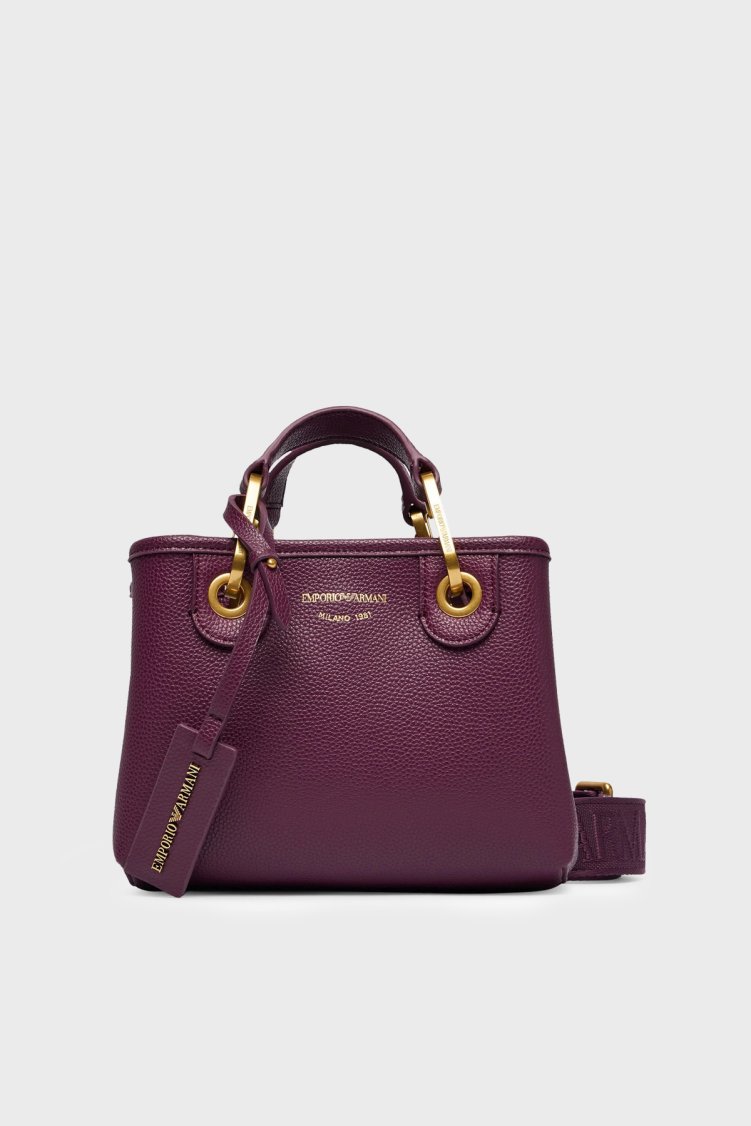 Emporio Armani Logolu Çıkarılabilir Askılı Kadın Çanta EW000382 AF12036 MA149 Mürdüm - Emporio Armani