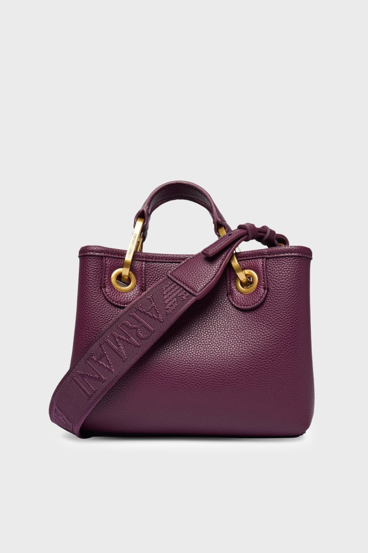 Emporio Armani Logolu Çıkarılabilir Askılı Kadın Çanta EW000382 AF12036 MA149 Mürdüm - Emporio Armani (1)