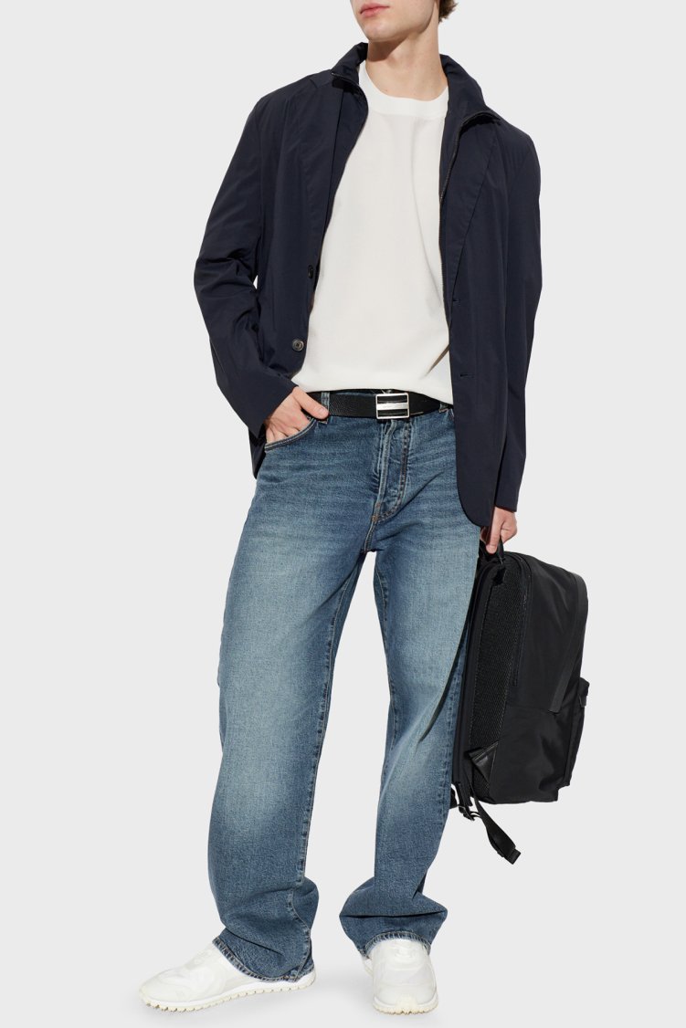 Emporio Armani Logolu Çıkarılabilir Dik Yaka Düğmeli Erkek Ceket EM007078 AF27876 UB118 Lacivert - Emporio Armani (1)