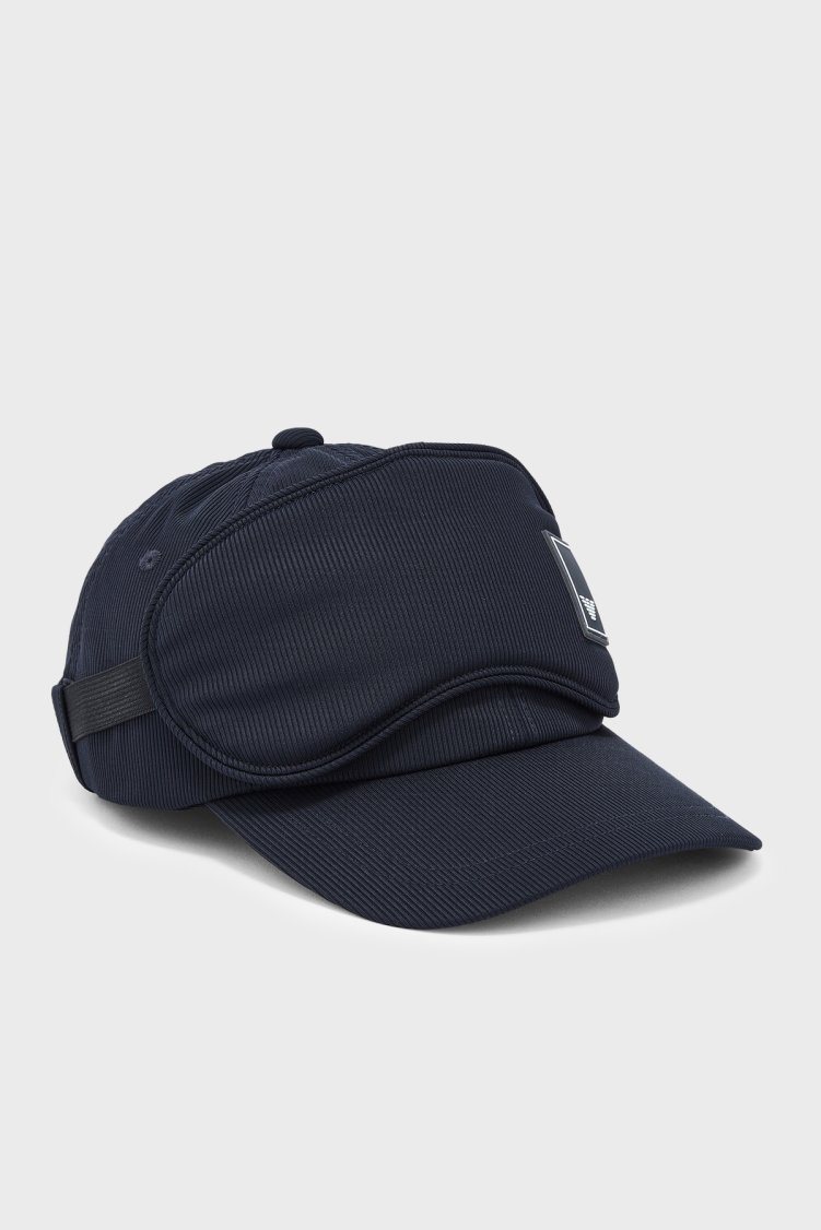 Emporio Armani Logolu Çıkarılabilir Maske Detaylı Erkek Şapka EM004940 AF22391 UB118 LACİVERT - Emporio Armani