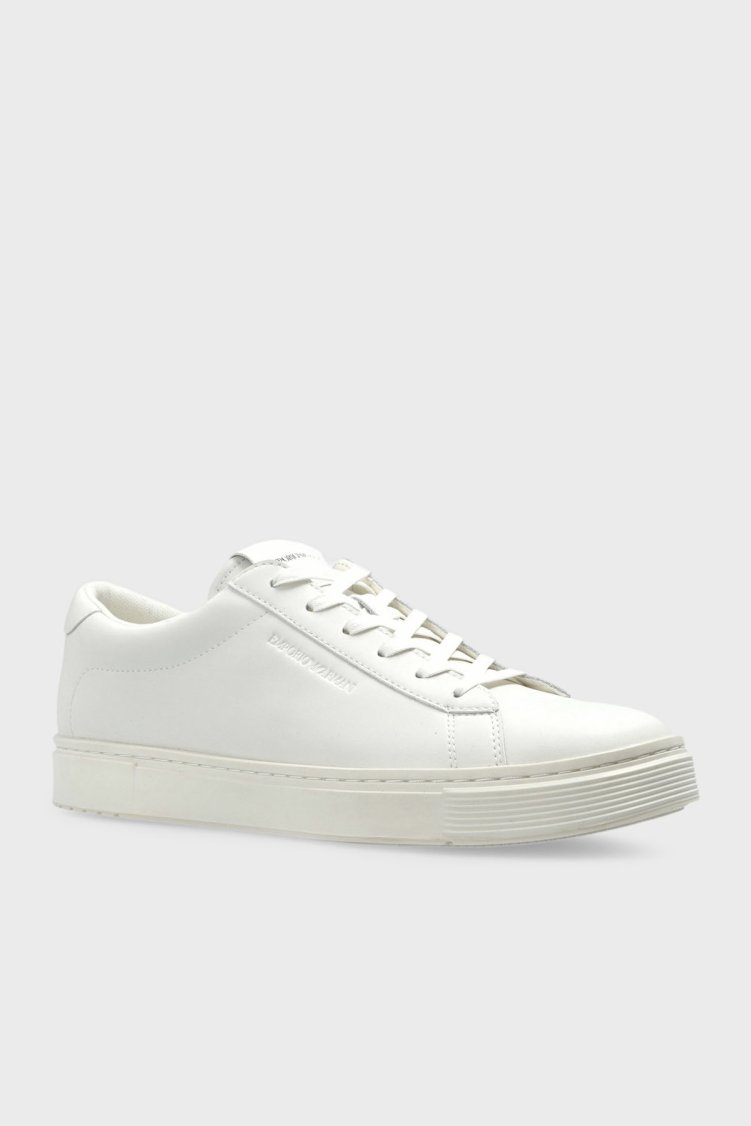 Emporio Armani Logolu Deri Sneaker Erkek Ayakkabı EM004783 AF20004 U0003 BEYAZ - Emporio Armani (1)