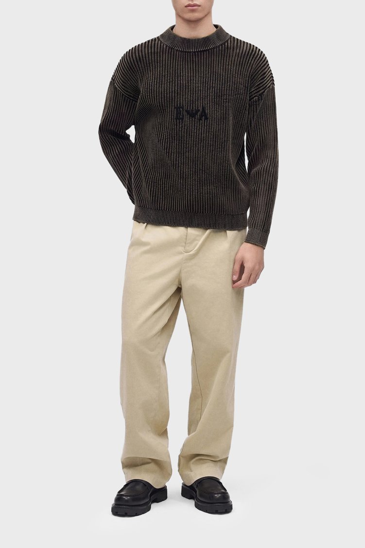 Emporio Armani Logolu Dik Yaka Erkek Kazak EM006450 AF29845 F6008 Kahve - Emporio Armani (1)