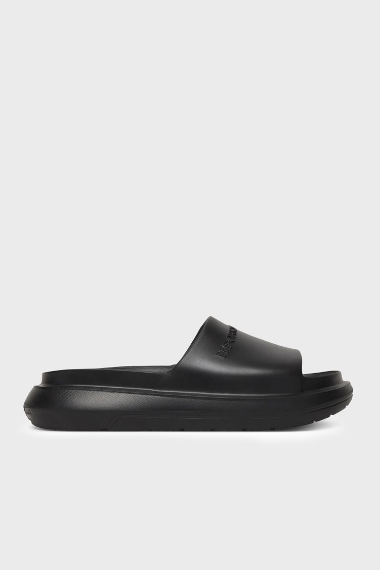Emporio Armani Logolu Erkek Terlik EM005960 AF26000 UC001 SİYAH - Emporio Armani