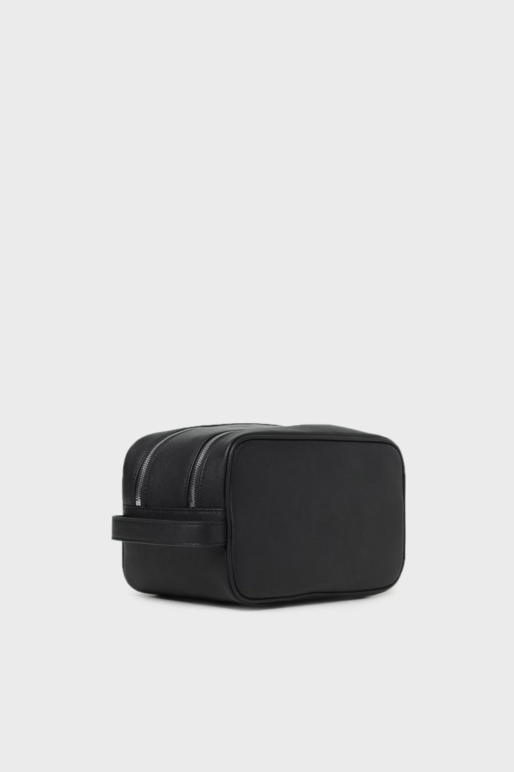 Emporio Armani Logolu Fermuarlı Erkek Traş Çantası Y4R546 Y138E 81072 SİYAH - Emporio Armani (1)
