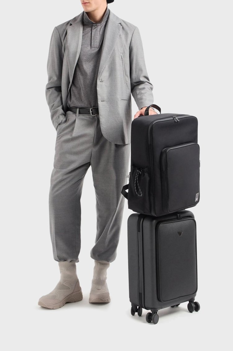 Emporio Armani Logolu Fermuarlı Şifre Kilitli Kabin Boy Erkek Valiz Y4Q367 Y138E 81072 Siyah - Emporio Armani (1)