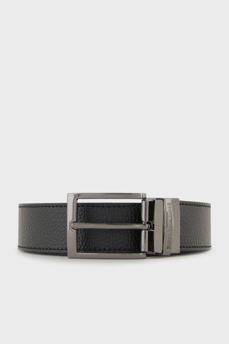 Emporio Armani Logolu Hakiki Deri Erkek Kemer Y4S195 YLO8J 80741 SİYAH - Emporio Armani