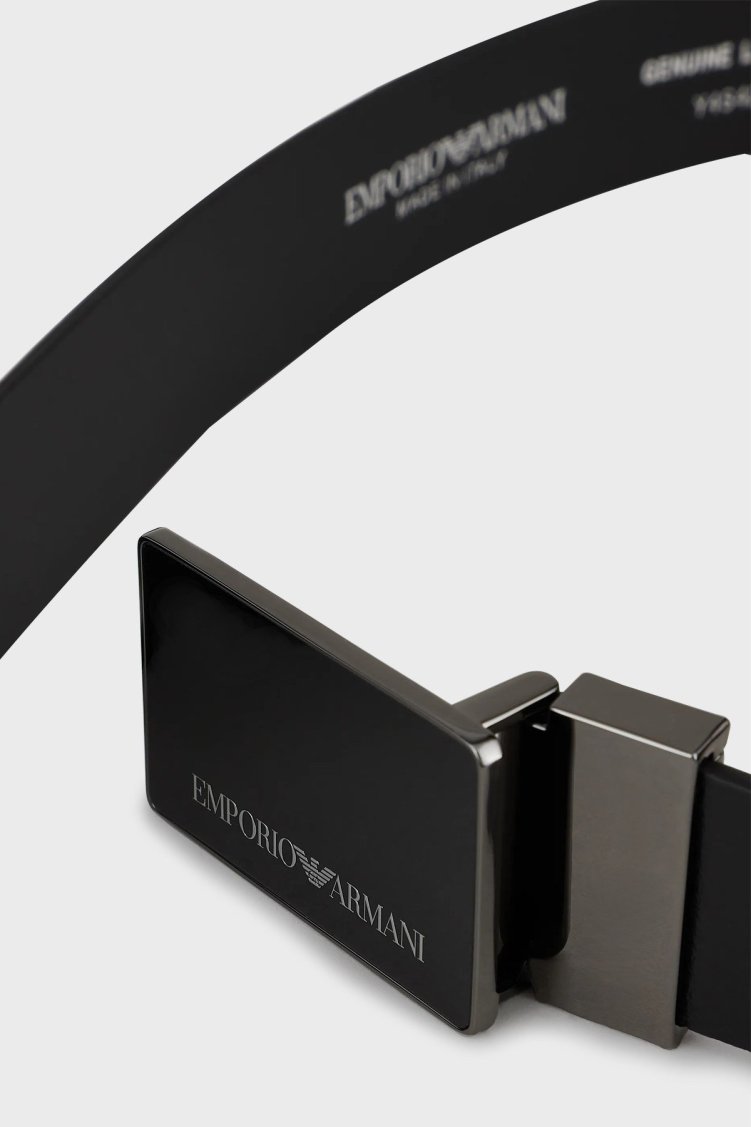Emporio Armani Logolu Hakiki Deri Erkek Kemer Y4S427 YTU7J 84372 SİYAH - Emporio Armani (1)