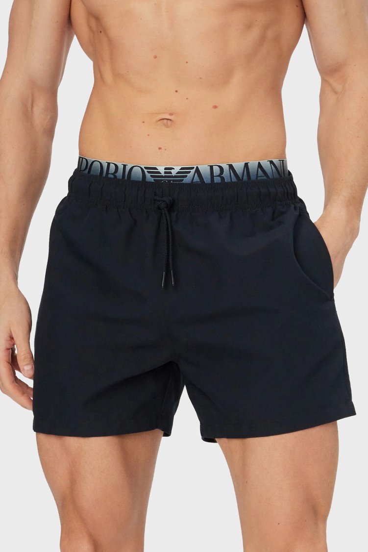 Emporio Armani Logolu Mayo Short Erkek Deniz Şortu EM000686 AF20432 UB102 LACİVERT - Emporio Armani