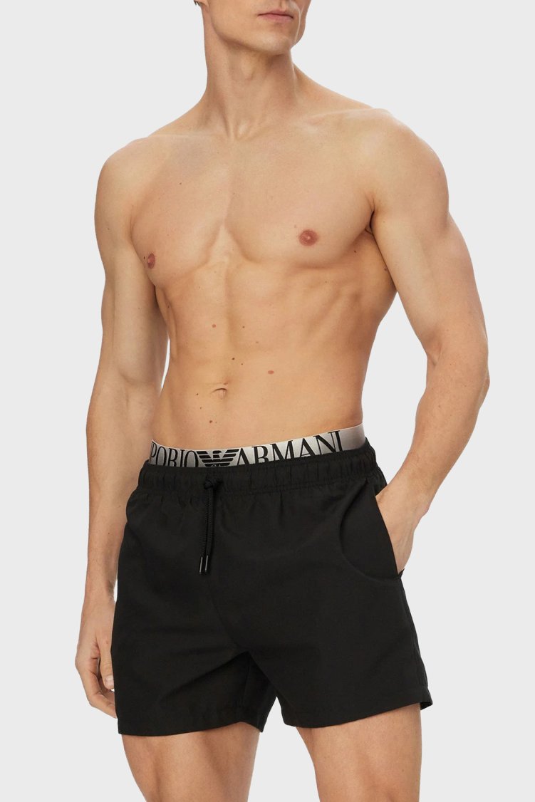 Emporio Armani Logolu Mayo Short Erkek Deniz Şortu EM000687 AF20432 UC001 SİYAH - Emporio Armani (1)