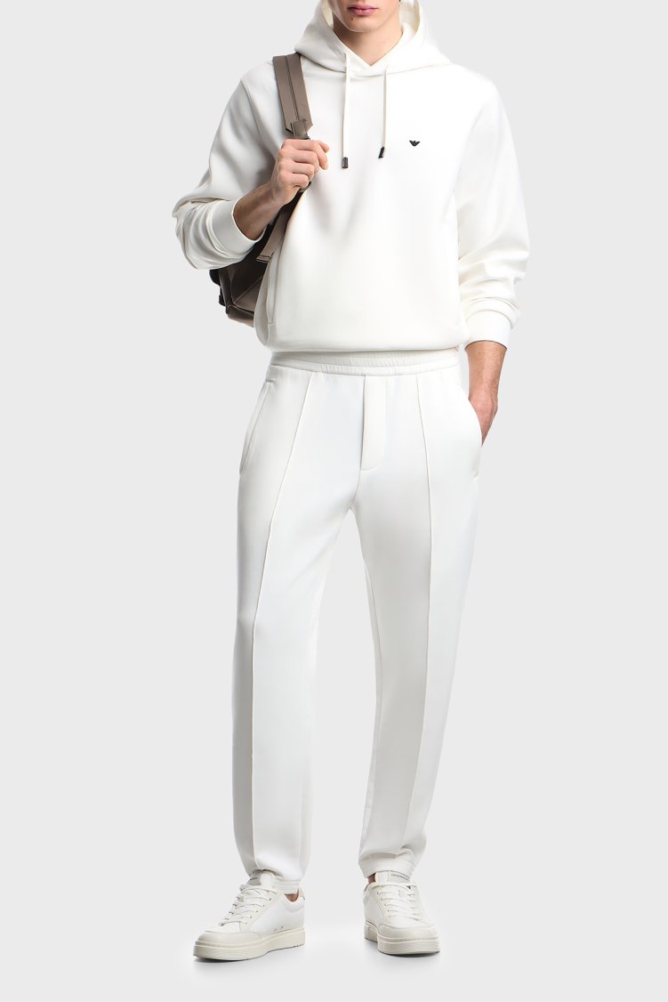 Emporio Armani Logolu Pamuk Karışımlı Kapüşonlu Erkek Sweat EM004531 AF10013 U0003 Beyaz - Emporio Armani (1)