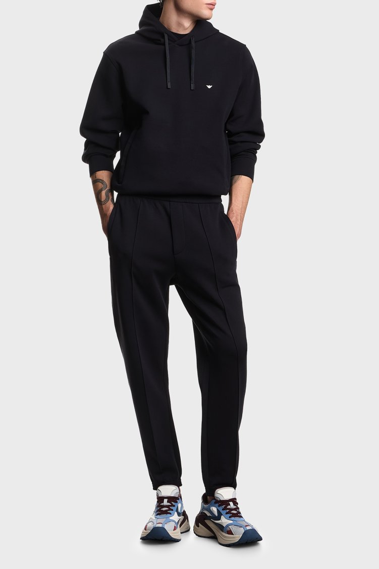 Emporio Armani Logolu Pamuk Karışımlı Kapüşonlu Erkek Sweat EM004531 AF10013 UB118 Lacivert - Emporio Armani (1)