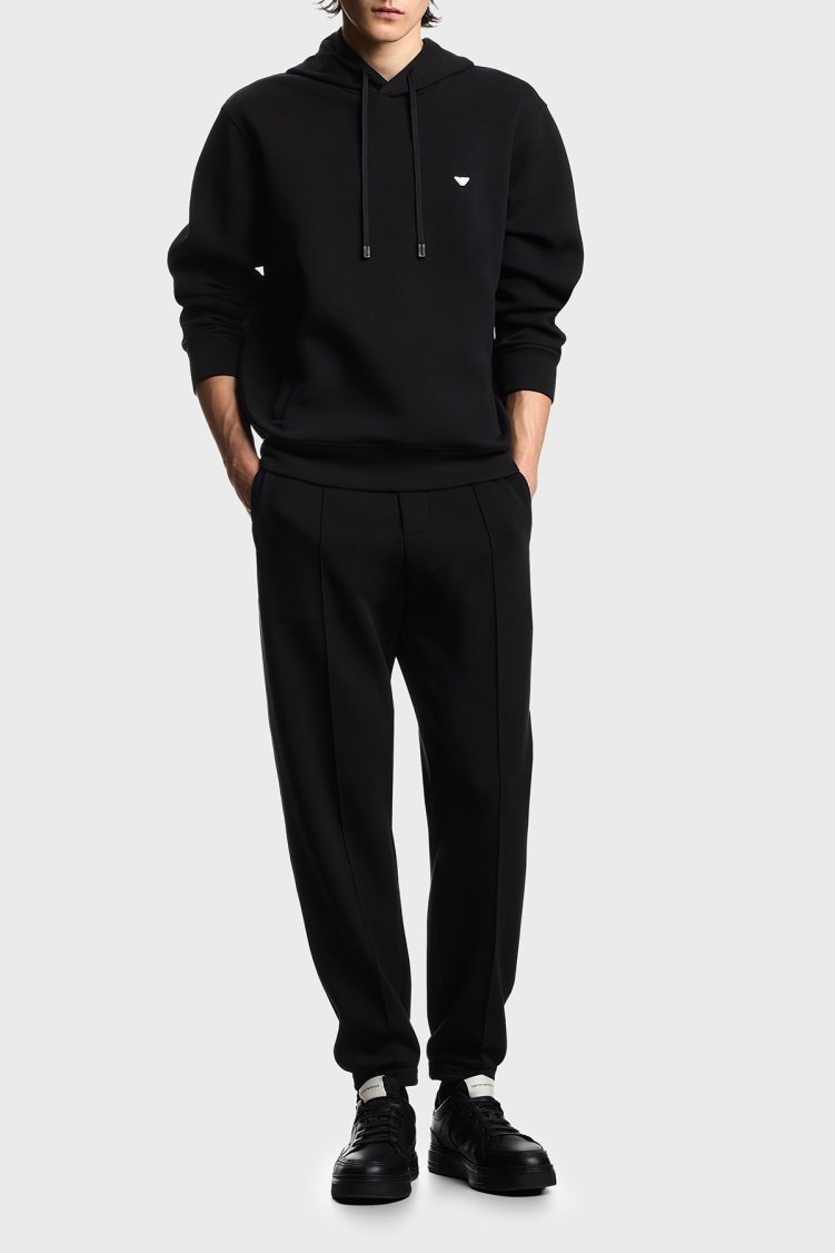 Emporio Armani Logolu Pamuk Karışımlı Kapüşonlu Erkek Sweat EM004531 AF10013 UC001 Siyah - Emporio Armani (1)