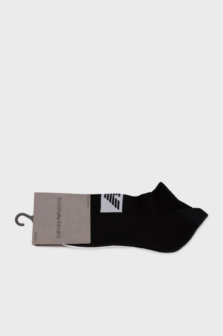 Emporio Armani Logolu Pamuklu 2 Pack Erkek Çorap EM003751 AF18263 MC001 SİYAH-BEYAZ - Emporio Armani (1)