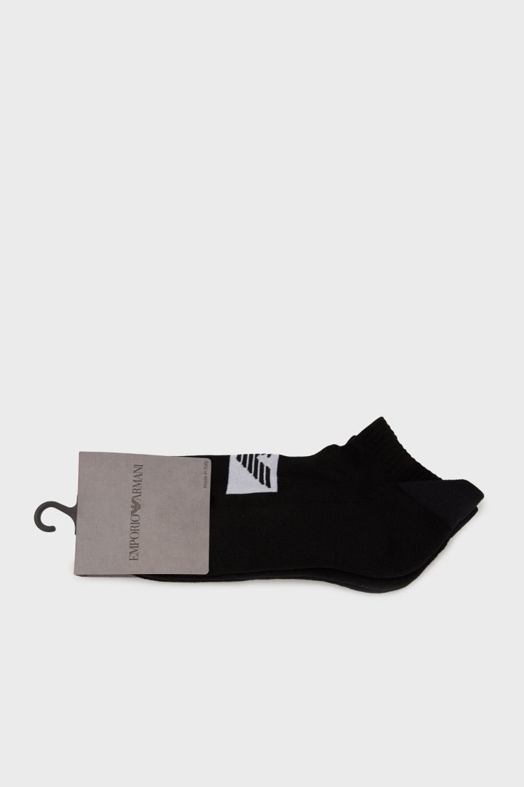 Emporio Armani Logolu Pamuklu 2 Pack Erkek Çorap EM003751 AF18263 MC005 SİYAH - Emporio Armani