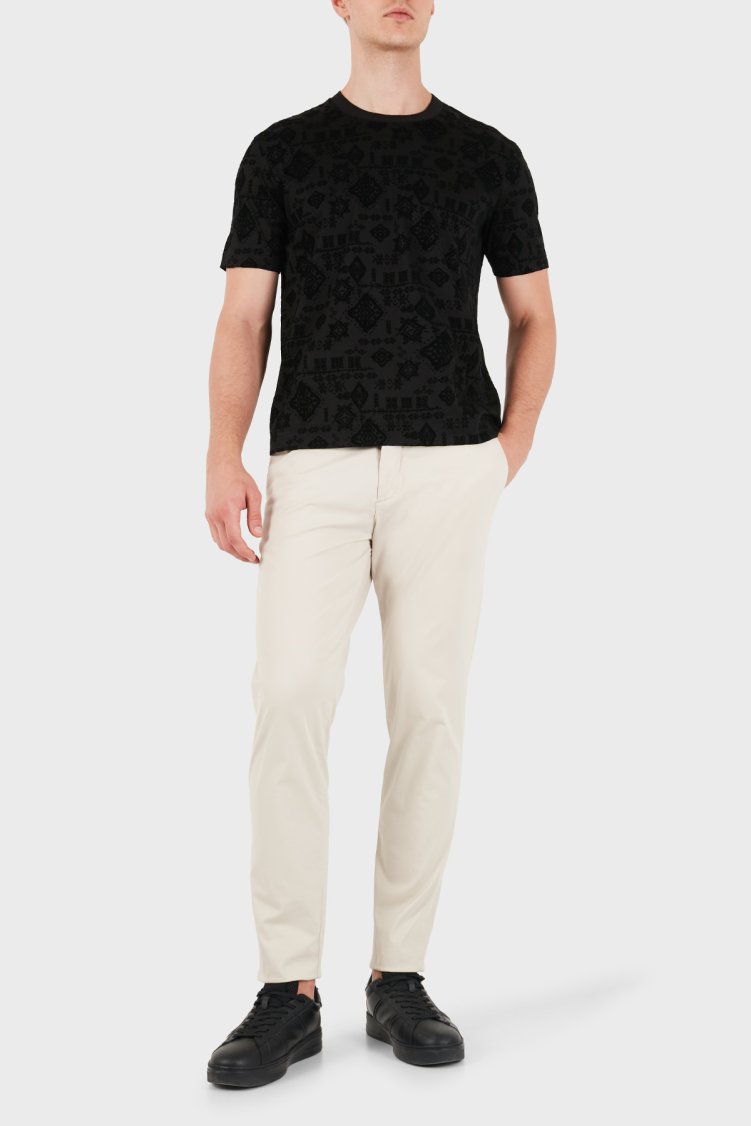 Emporio Armani Logolu Pamuklu Kadife Detaylı Bisiklet Yaka Erkek T Shirt EM007343 AF10017 FC377 Siyah - Emporio Armani (1)
