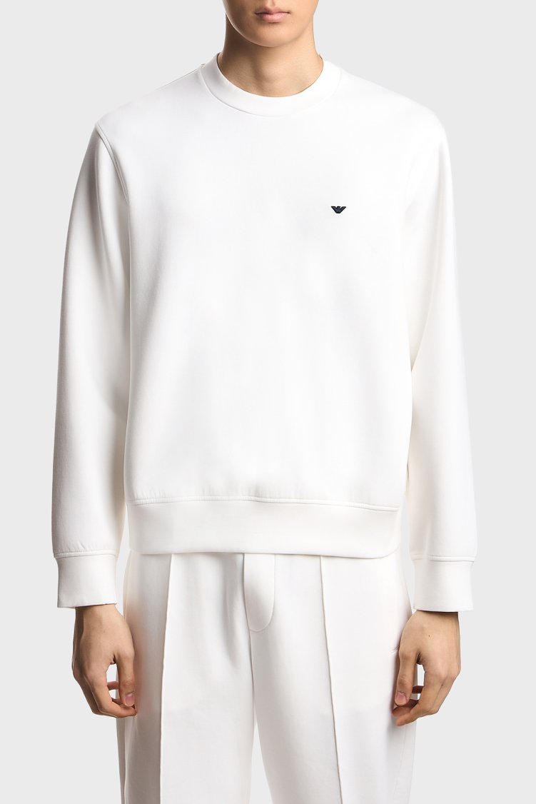 Emporio Armani Logolu Pamuklu Regular Fit Bisiklet Yaka Erkek Sweat EM004533 AF10013 U0003 BEYAZ - Emporio Armani