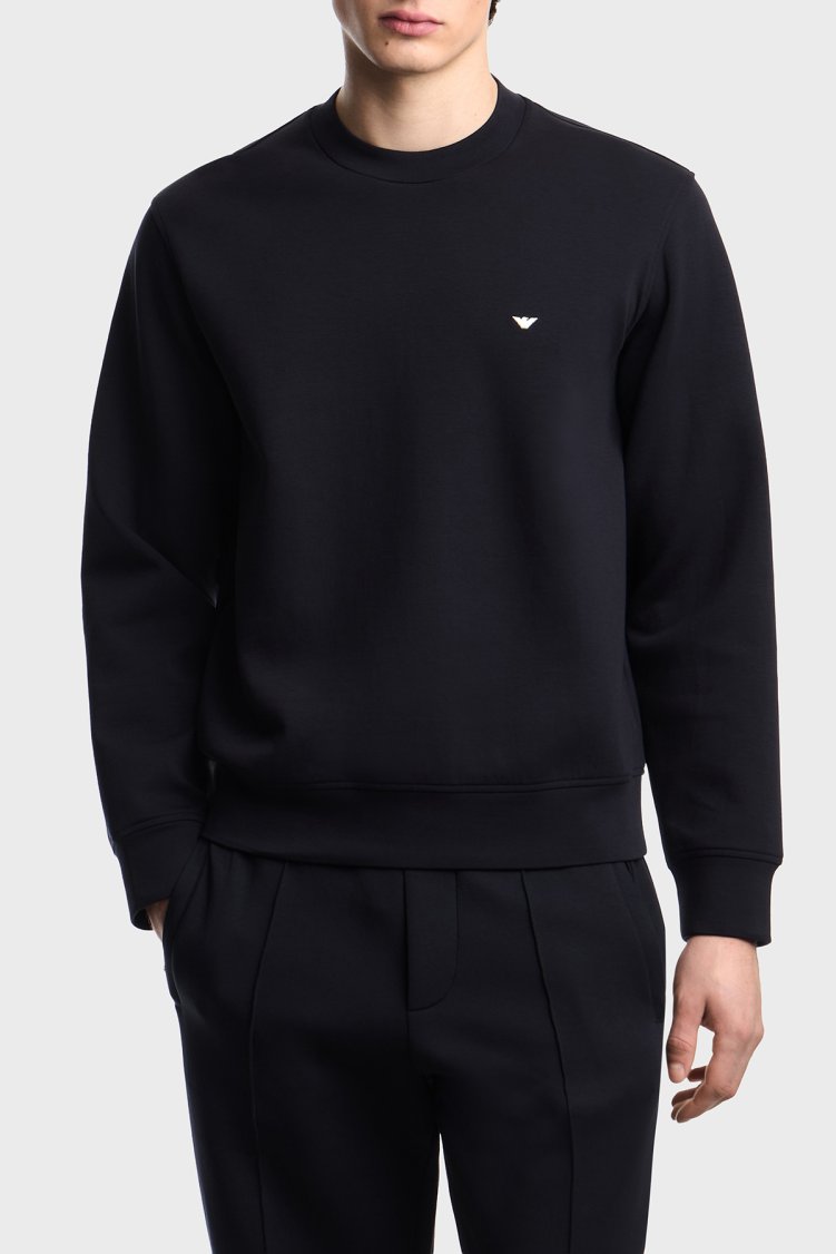 Emporio Armani Logolu Pamuklu Regular Fit Bisiklet Yaka Erkek Sweat EM004533 AF10013 UB118 LACİVERT - Emporio Armani