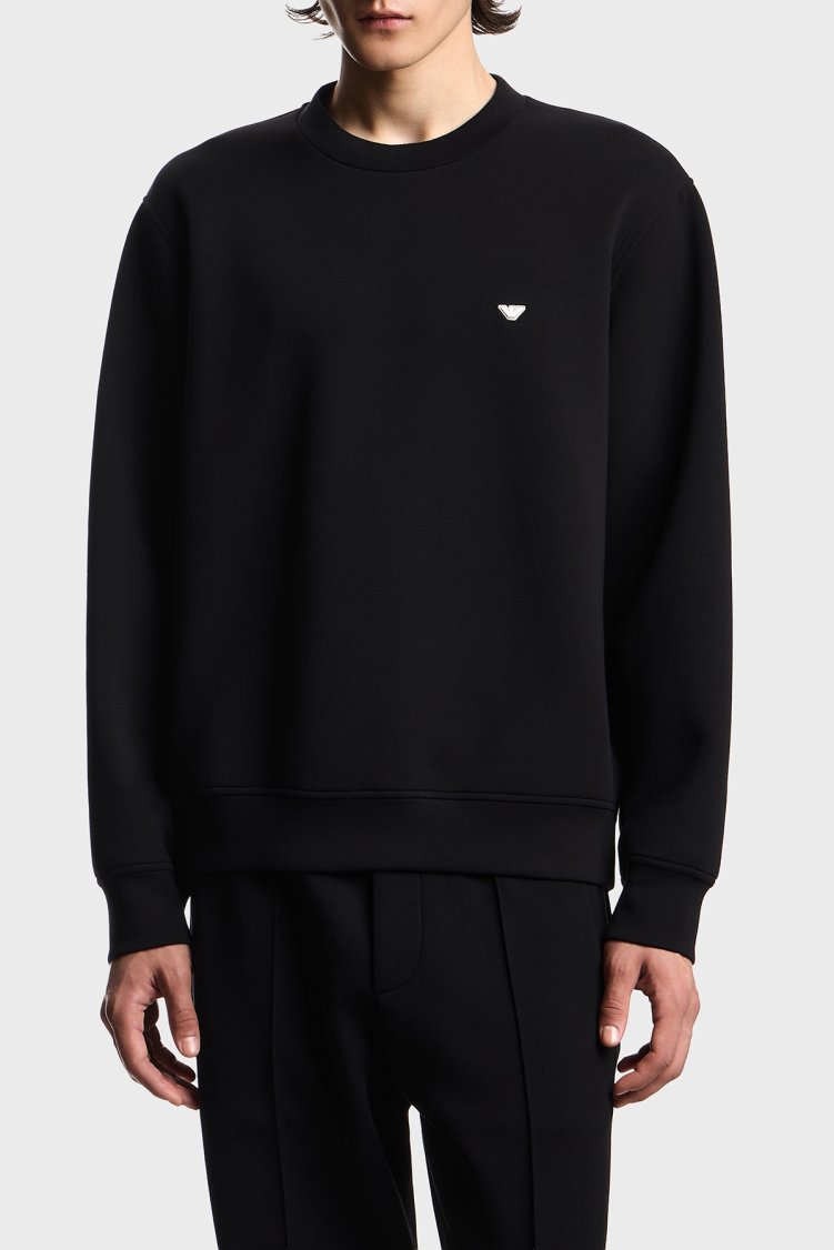 Emporio Armani Logolu Pamuklu Regular Fit Bisiklet Yaka Erkek Sweat EM004533 AF10013 UC001 SİYAH - Emporio Armani