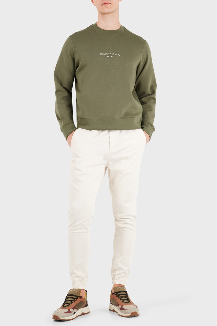 Emporio Armani Logolu Pamuklu Regular Fit Bisiklet Yaka Erkek Sweat EM007352 AF10013 M7312 Haki - Emporio Armani (1)