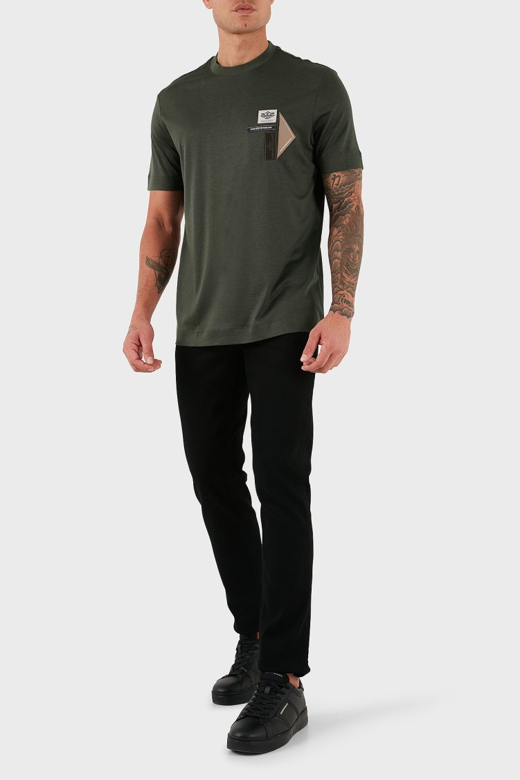 Emporio Armani Logolu Pamuklu Regular Fit Bisiklet Yaka Erkek T Shirt EM002959 AF18312 U8120 HAKİ - Emporio Armani (1)