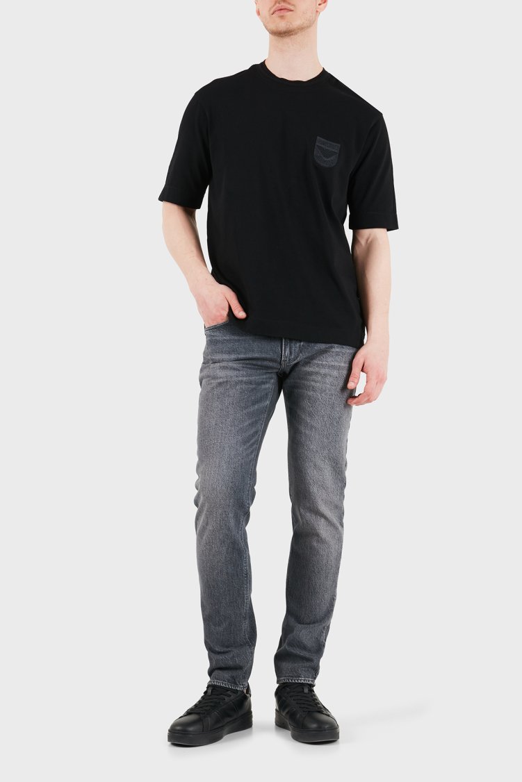 Emporio Armani Logolu Pamuklu Regular Fit Bisiklet Yaka Erkek T Shirt EM005247 AF13715 UC001 SİYAH - Emporio Armani (1)