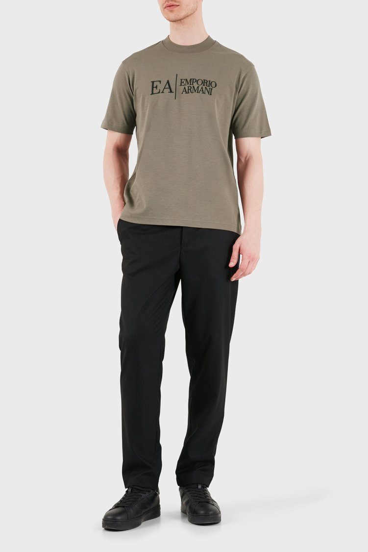 Emporio Armani Logolu Pamuklu Regular Fit Bisiklet Yaka Erkek T Shirt EM005551 AF25183 F6038 HAKİ - Emporio Armani (1)
