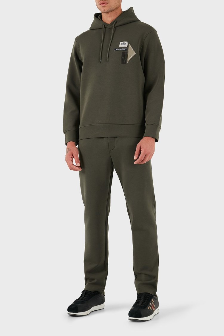 Emporio Armani Logolu Pamuklu Regular Fit Kapüşonlu Erkek Sweat EM003587 AF10013 U8120 HAKİ - Emporio Armani (1)