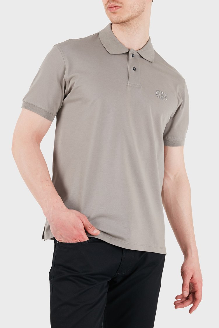 Emporio Armani Logolu Pamuklu Regular Fit Kısa Kollu Düğmeli Erkek Polo EM004579 AF13742 U8049 KAHVE - Emporio Armani