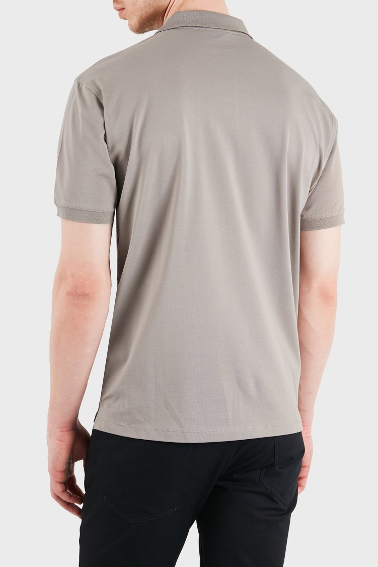 Emporio Armani Logolu Pamuklu Regular Fit Kısa Kollu Düğmeli Erkek Polo EM004579 AF13742 U8049 KAHVE - Emporio Armani (1)