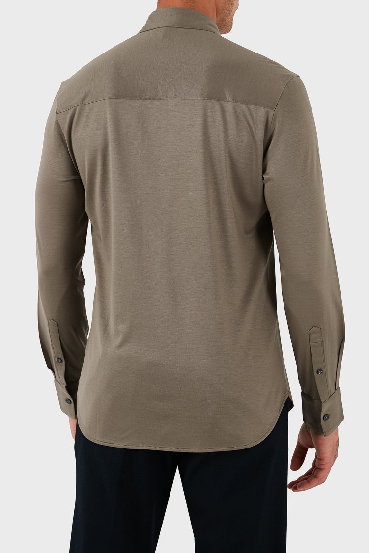 Emporio Armani Logolu Pamuklu Regular Fit Klasik Yaka Erkek Gömlek EM003055 AF10761 U6189 BEJ - Emporio Armani (1)