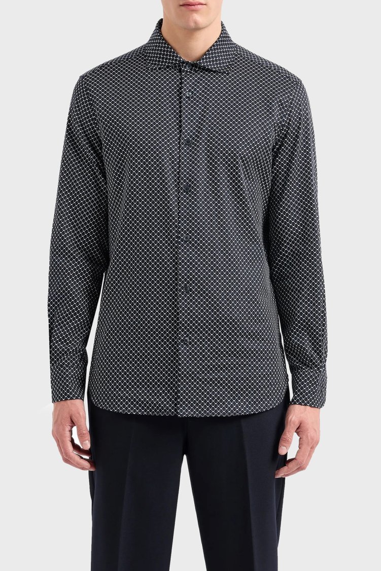 Emporio Armani Logolu Pamuklu Slim Fit Erkek Gömlek 6D1C86 1NPBZ F928 BEYAZ - Emporio Armani