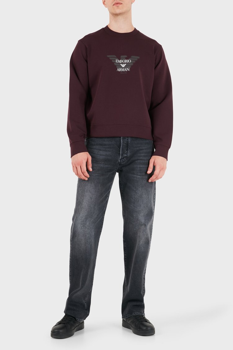 Emporio Armani Logolu Pamuklu Yuvarlak Yaka Erkek Sweat EM007315 AF10013 UA331 Kahve - Emporio Armani (1)