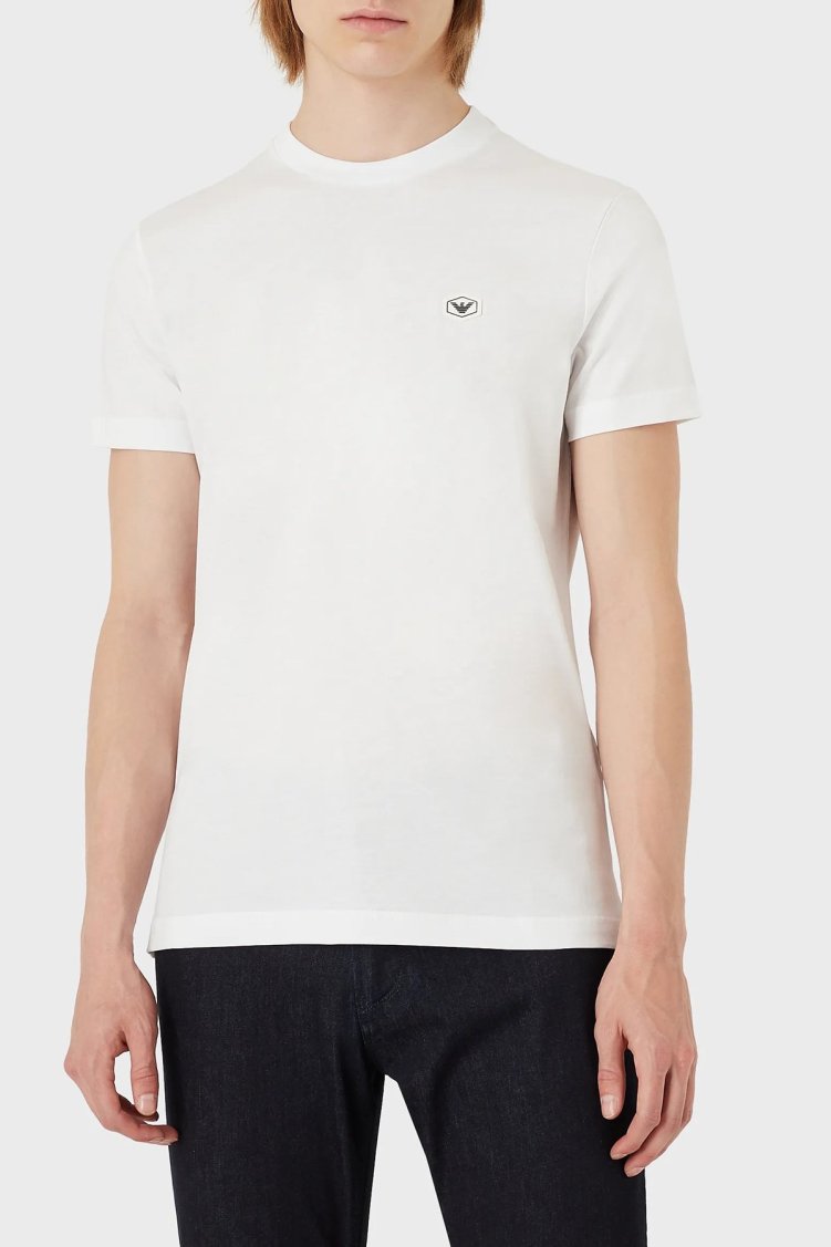 Emporio Armani Logolu Regular Fit Bisiklet Yaka % 100 Pamuk Erkek T Shirt 8N1TQ6 1JRGZ 0100 BEYAZ - Emporio Armani