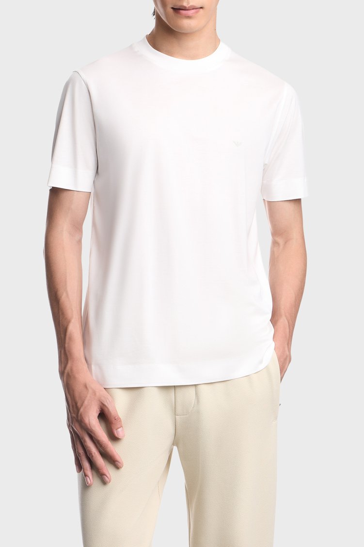 Emporio Armani Logolu Regular Fit Bisiklet Yaka Erkek T Shirt EM006318 AF10017 U0003 Beyaz - Emporio Armani