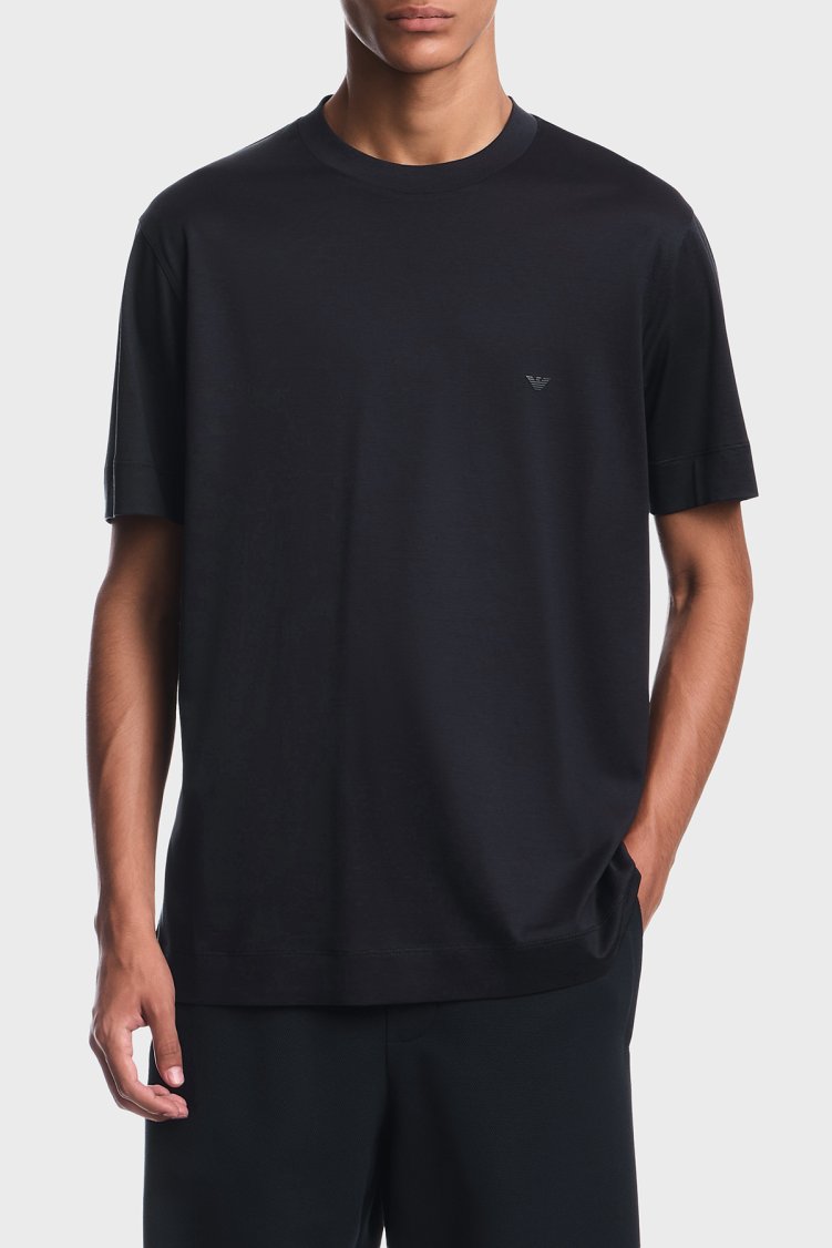 Emporio Armani Logolu Regular Fit Bisiklet Yaka Erkek T Shirt EM006318 AF10017 UB118 Lacivert - Emporio Armani