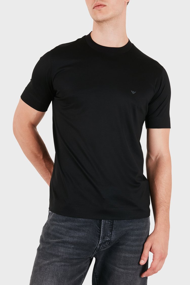 Emporio Armani Logolu Regular Fit Bisiklet Yaka Erkek T Shirt EM006318 AF10017 UC001 Siyah - Emporio Armani