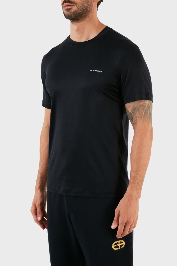 Emporio Armani Logolu Regular Fit Bisiklet Yaka Pamuklu Erkek T Shirt 8N1TD8 1JUVZ 0920 LACİVERT - Emporio Armani (1)