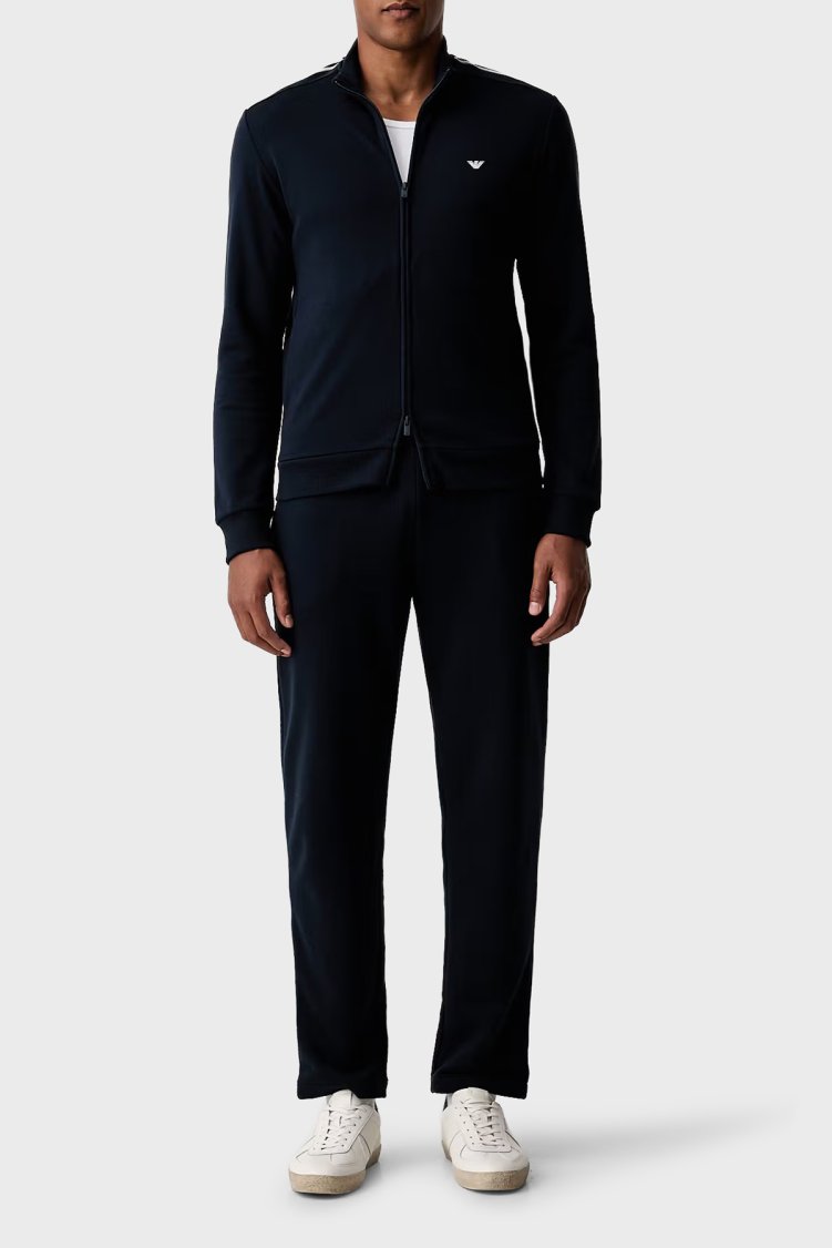 Emporio Armani Logolu Regular Fit Dik Yaka Erkek Eşofman Takımı EM006961 AF25024 UB102 Lacivert - Emporio Armani
