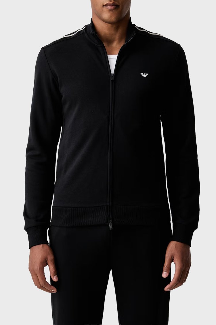 Emporio Armani Logolu Regular Fit Dik Yaka Erkek Eşofman Takımı EM006961 AF25024 UC001 Siyah - Emporio Armani