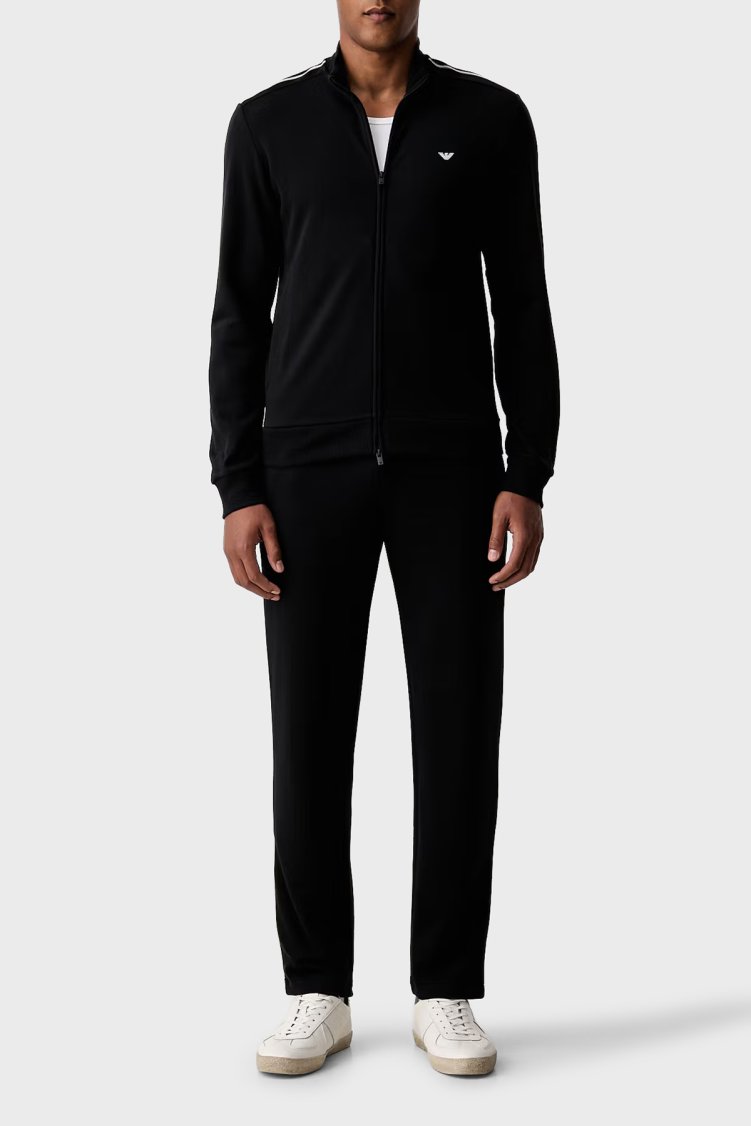 Emporio Armani Logolu Regular Fit Dik Yaka Erkek Eşofman Takımı EM006961 AF25024 UC001 Siyah - Emporio Armani (1)