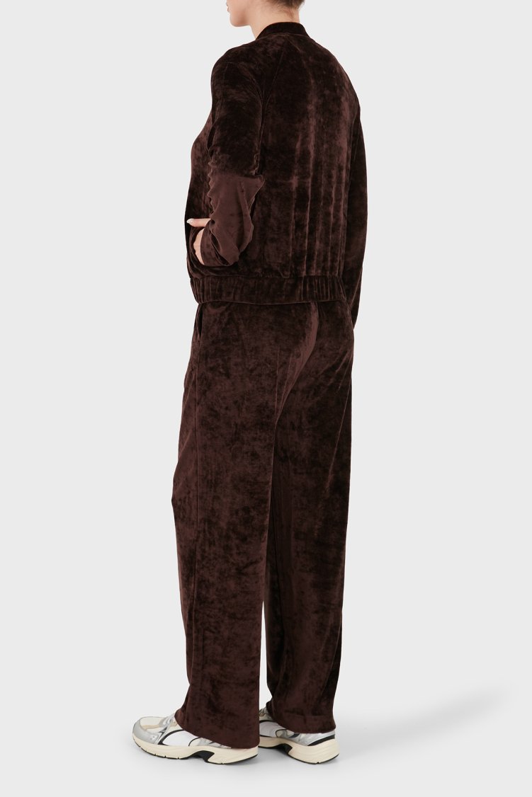 Emporio Armani Logolu Regular Fit Düz Paça Kadife Dokulu Kadın Eşofman Takımı EW004750 AF26228 U6279 Kahve - Emporio Armani (1)