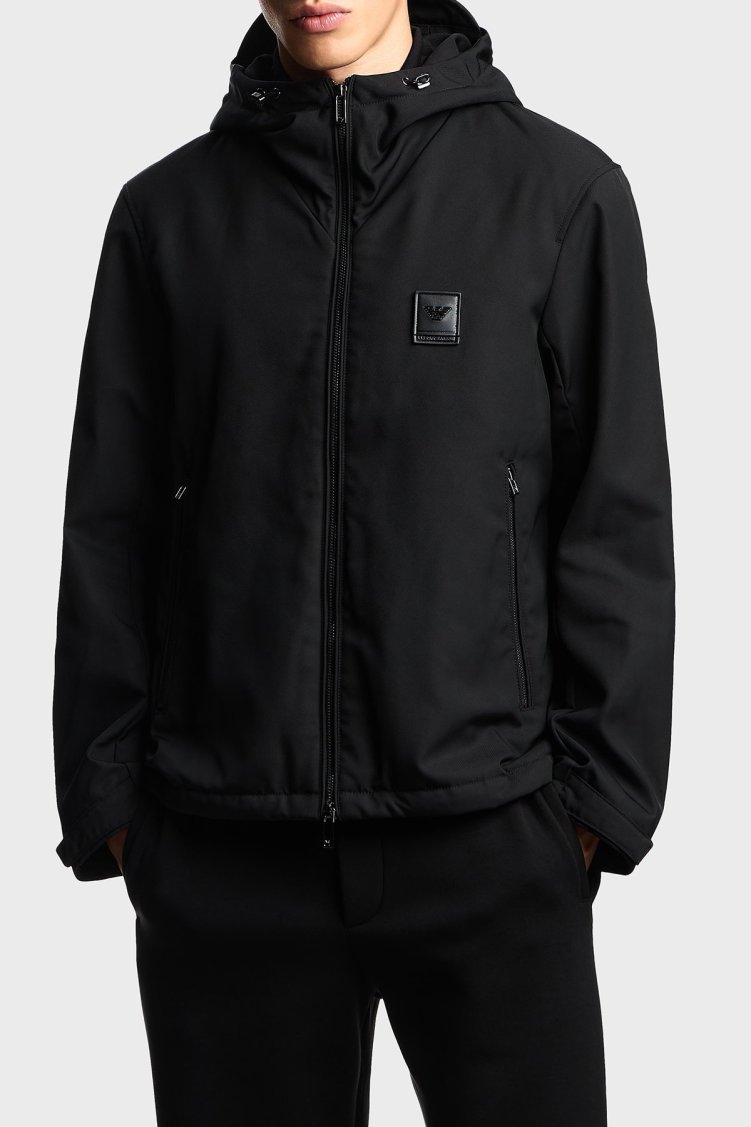 Emporio Armani Logolu Regular Fit Kapüşonlu Erkek Mont EM003417 AF18264 UC001 SİYAH - Emporio Armani