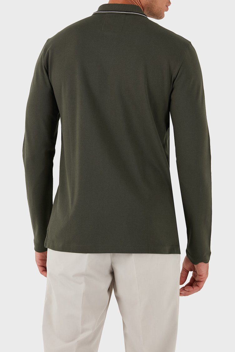 Emporio Armani Logolu Regular Fit Pamuklu Uzun Kollu Erkek Polo Yaka Sweat 8N1FB5 1JPTZ U8120 HAKİ - Emporio Armani (1)
