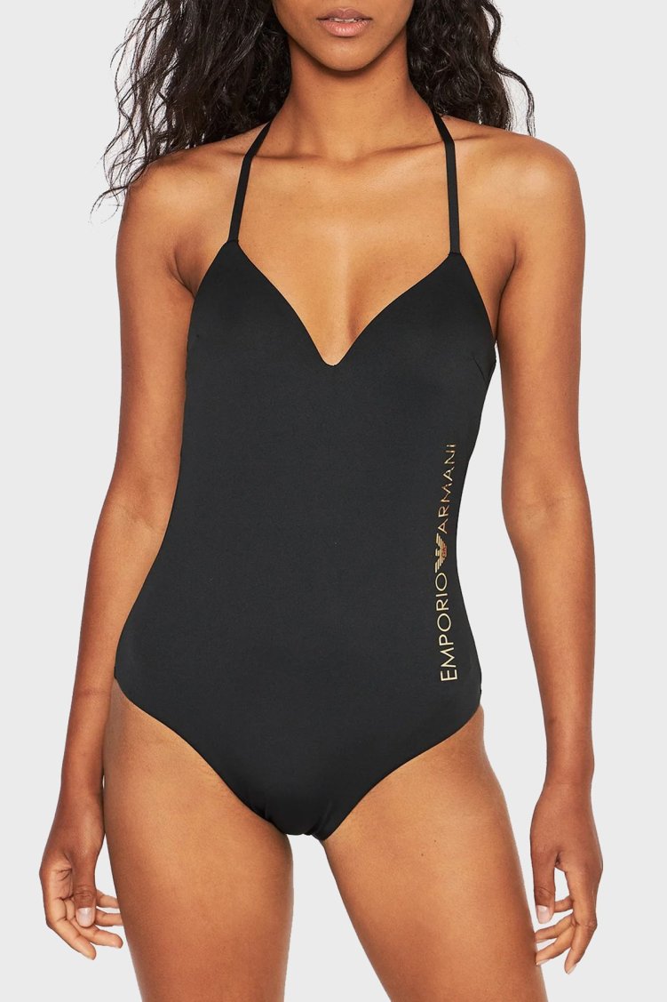 Emporio Armani Logolu Sırt Detaylı Bayan Mayo S 262642 2R300 00020 SİYAH - Emporio Armani