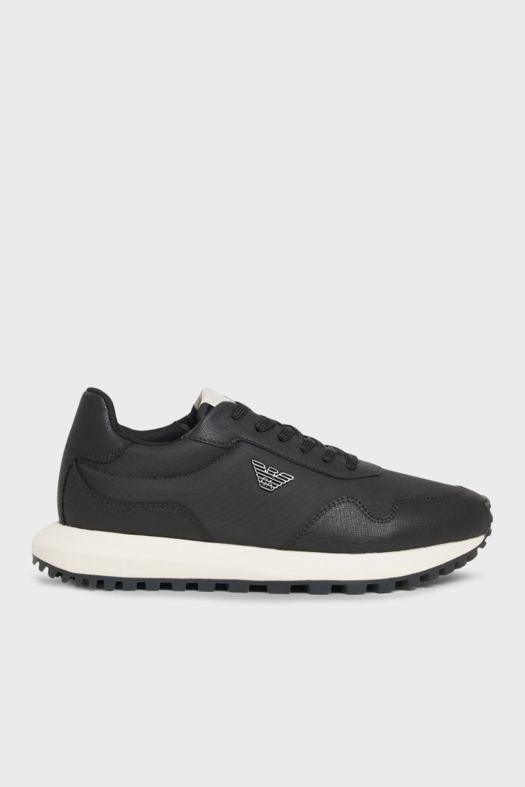 Emporio Armani Logolu Sneaker Erkek Ayakkabı EM003738 AF19532 M6302 KOYU KAHVE - Emporio Armani