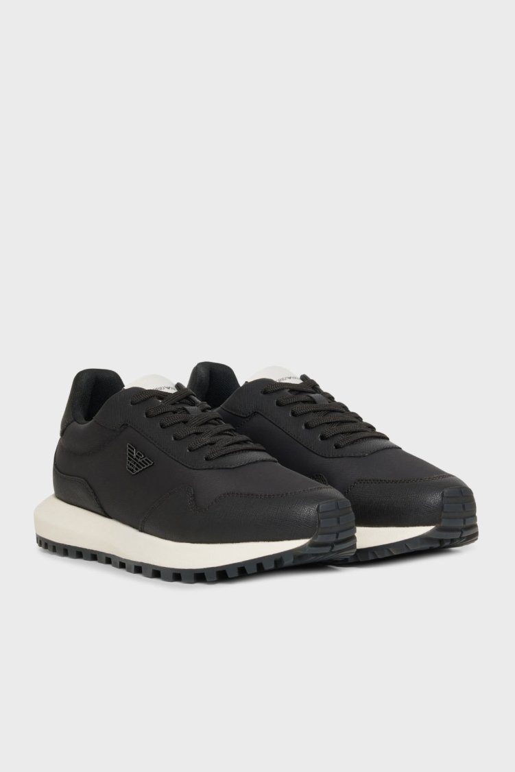 Emporio Armani Logolu Sneaker Erkek Ayakkabı EM003738 AF19532 M6302 KOYU KAHVE - Emporio Armani (1)