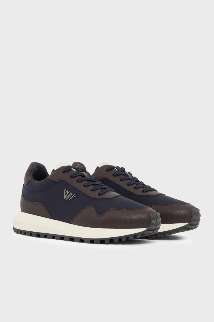 Emporio Armani Logolu Sneaker Erkek Ayakkabı EM003738 AF19532 M6494 Kahve-lacivert - Emporio Armani (1)