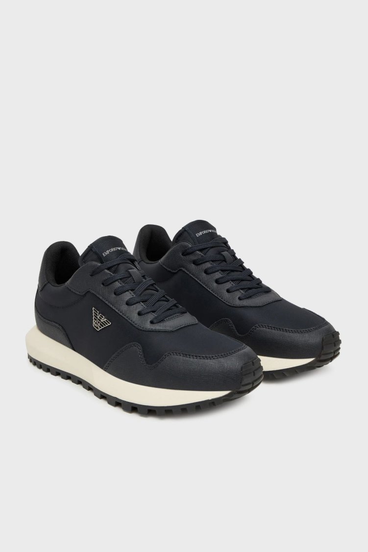 Emporio Armani Logolu Sneaker Erkek Ayakkabı EM003738 AF19532 MB007 LACİVERT - Emporio Armani (1)