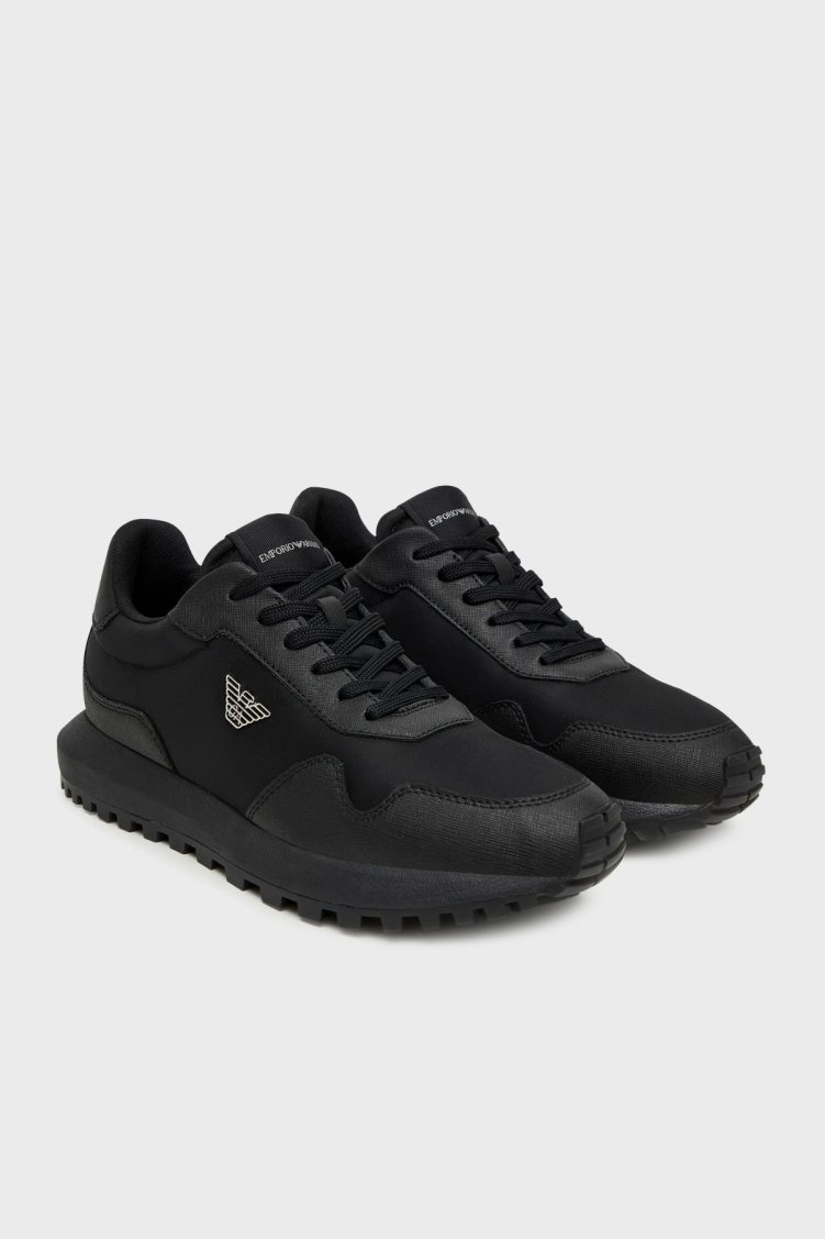 Emporio Armani Logolu Sneaker Erkek Ayakkabı EM003738 AF19532 MC005 SİYAH - Emporio Armani (1)